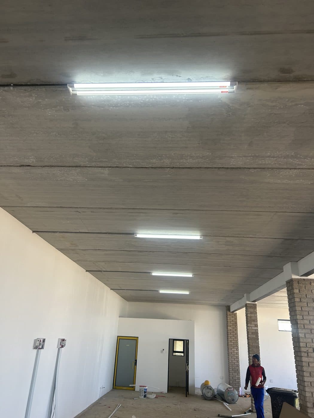 New LED lighting installed by Sky Projects across a commercial ceiling
